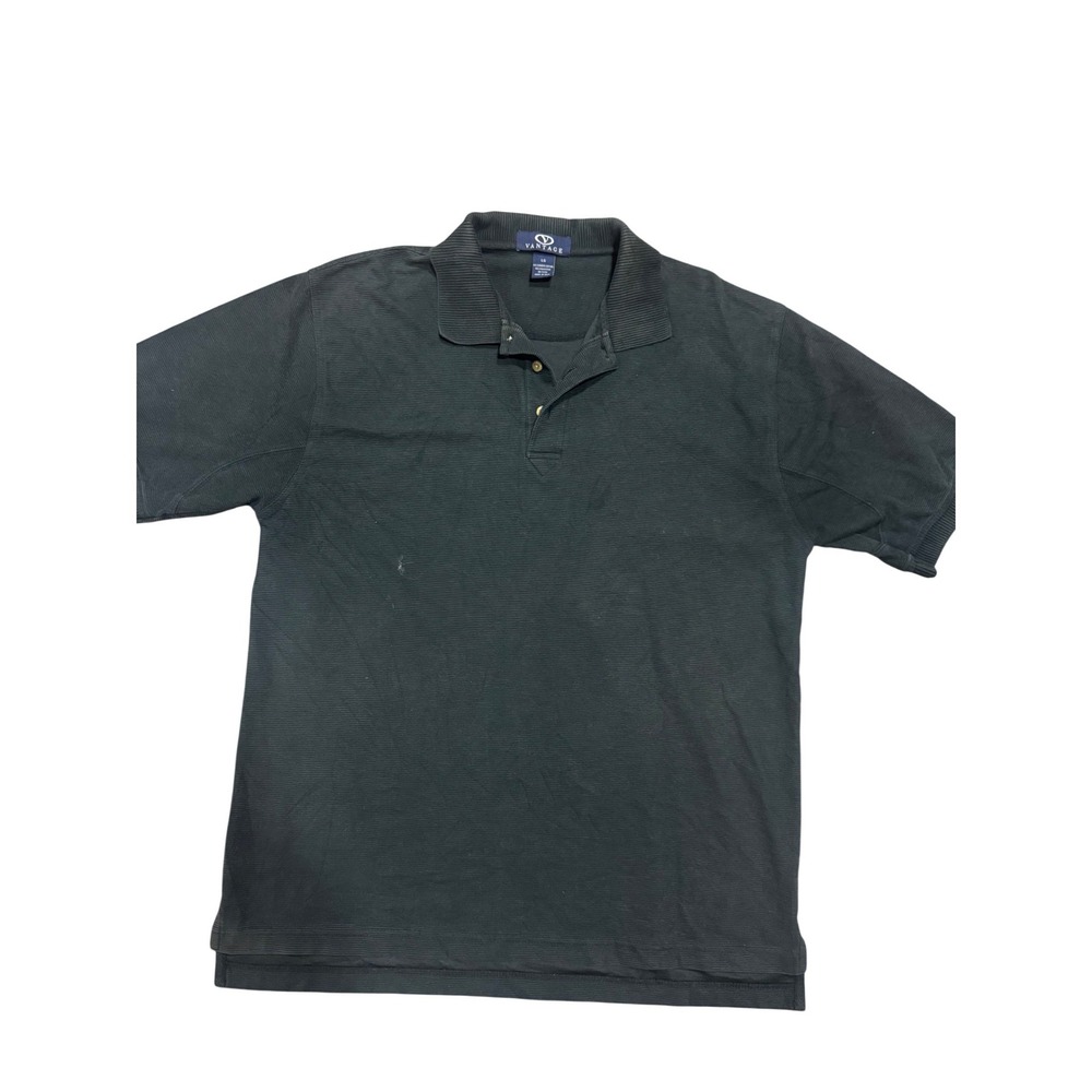 Vantage Mens Black Ribbed Polo Shirt Maryknoll School Honolulu Hawaii Large 2960